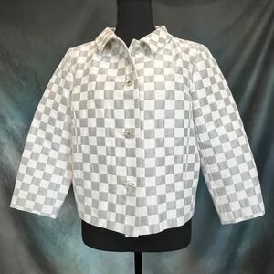 Doncaster Collection Women's Checkerboard Cropped Jacket Size 10